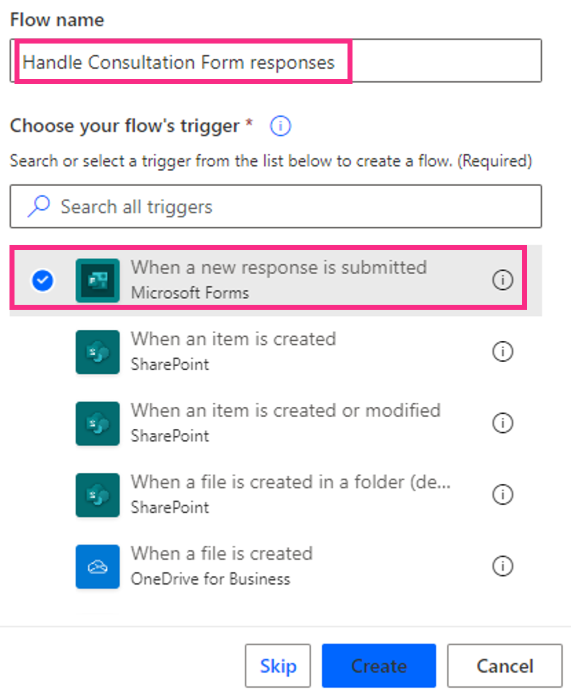 Saving a Microsoft Form Response with Power Automate Platforms of Power