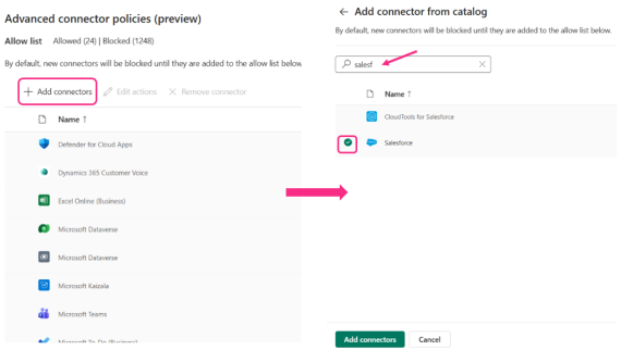 Adding connectors to Advanced Connector Policies
