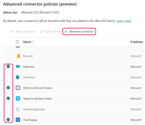 Removing connectors from Advanced Connector Policies