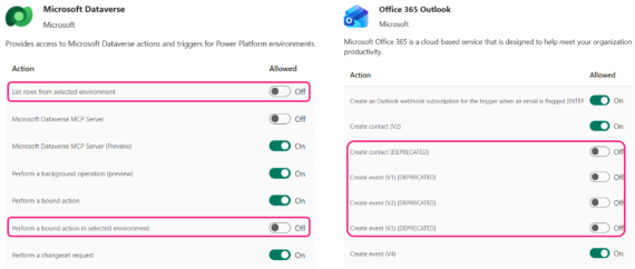 Block and allow triggers and actions in Advanced Connector Policies, even for unblockable connectors