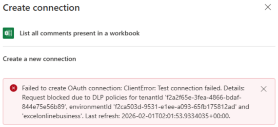 Error message when a connector is blocked via Advanced Connector Policies