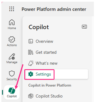 Accessing PPAC settings for Copilot in the Power Platform Admin Centre