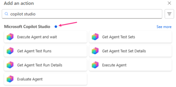 Favourite the Microsoft Copilot Studio connector in the modern Power Automate experience