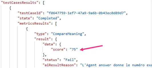 Get Agent Test Run Details output for Compare Meaning evaluations in Copilot Studio evaluations