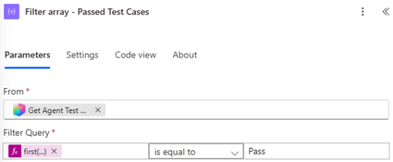 Filter for passed test cases only in Copilot Studio evaluations