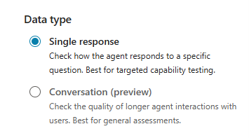 Selecting a single response Copilot Studio evaluation type