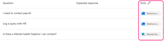 Configuring a Tool Use test set in Copilot Studio evaluations