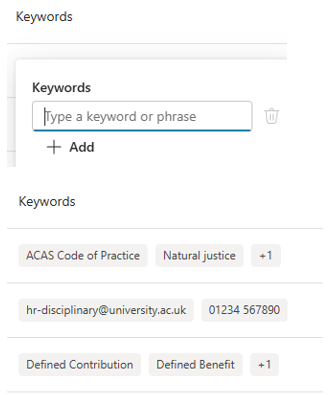 Adding keywords into a Keyword test case in Copilot Studio evaluations