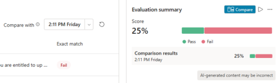 Comparing test set runs in Copilot Studio evaluations